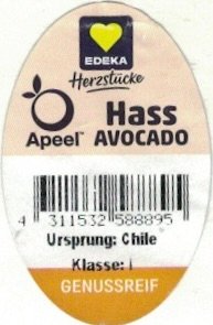 Edeka herzstucke hass apeel avocado 431153258895 ursprung: chile Klasse: 1 genussreiff