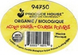 Produce House 94750 keep on growing organic biologique acorn squash courge poivree mexico mexique 850003165110