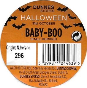 dunnes stores halloween 31st october baby boo small pumpkin origen n ireland 5099874244639