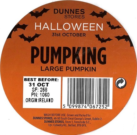dunnes stores halloween 31st october pumpking large pumpkin 5099874067252