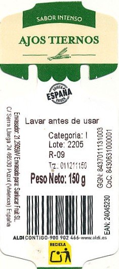 Sabor intenso ajos tiernos peso neto 150 g