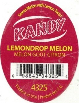 Kandy sweet melon with lemon twist lemondrop melon melon gout citron 09884303254 4325 produce of usa produt des e.u.