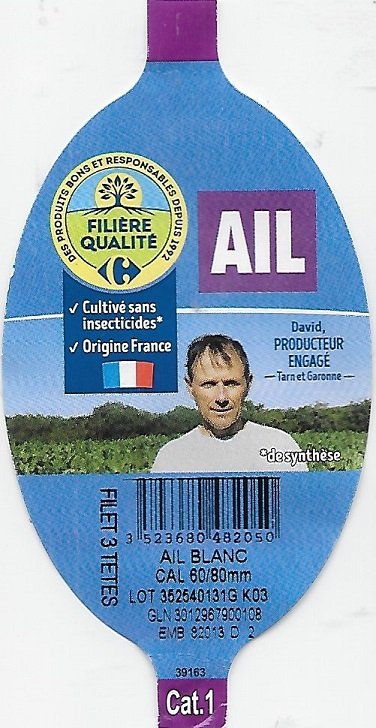 Carrefour filiere qualite ail origine france David producteur engagé 3 tetes 3523680482050 39163