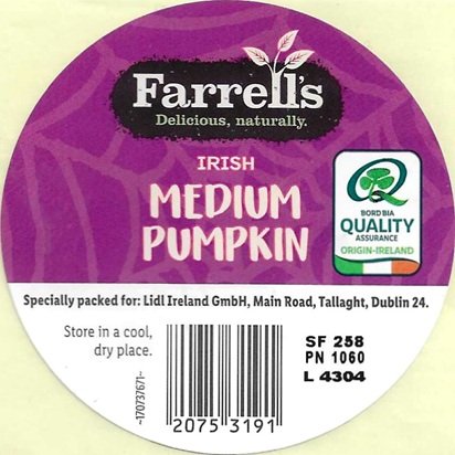 farrell s delicious naturally irish medium pumpkin specially packed for lidl ireland 20753191
