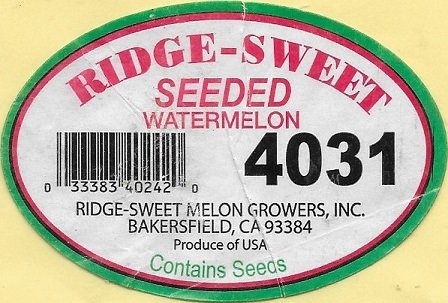 Ridge-sweet seedled watermelon 033383402420 4031 produce of usa
