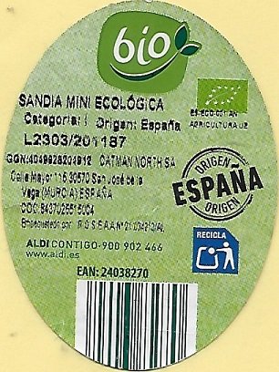 Aldi Bio sandia mini ecologica origen espana ean 24038270