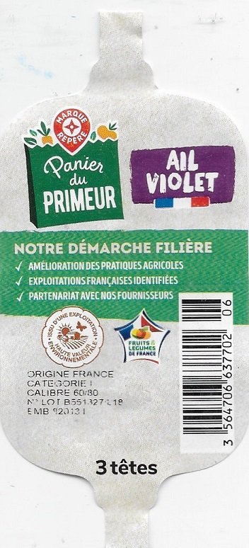Panier du primeur ail violet origine france 3 tetes 3564706637702