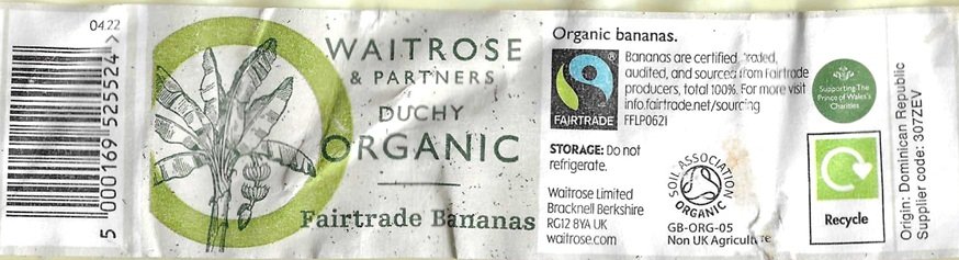 waitrose & partners duchy organic fairtrade bananas 5000169525524