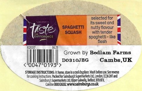 sainsbury s taste the difference spaghetti squash selected for its sweet and nutty flavour with tender spaghetti like flesh 00470193