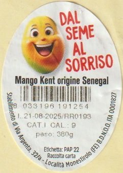dal seme al sorriso mango kent origine senegal 8033196191254 etichetta pap 22 raccolta carta