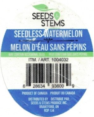 Seeds Stems seedless watermelon melon d eau sans pepins 628634936009 product of canada