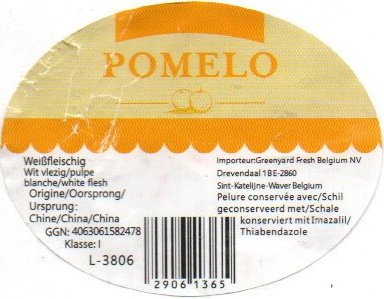 pomelo importeur greenyard fresh belgium nv origine china 29061365