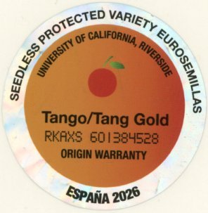 Tango / tang gold seedless protected variety eurosemillas university of california, riverside origin warranty espana 2026