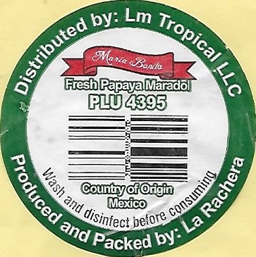 Maria bonita fresh papaya maradol plu 4395 country of origin mexico