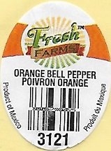 Fresh farms orange bell pepper poivron orange 3121 product of mexico produit du mexique