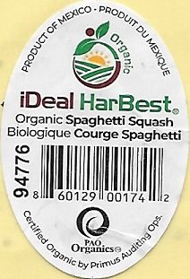 Ideal har best organic spaghetti squash biologique 860129001742 94776 produce of mexico / produit du mexique