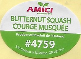 Amici growers inc butternut squash courge musquéé produit de l ontario #4759
