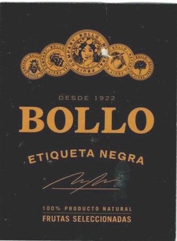 bollo etiqueta negra 100% producto natural frutas seleccionadas  bollo garantia de sabor y calidad