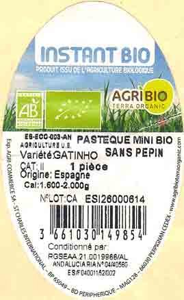 instant bio agribio pasteque mini bio sans pepin origine: espagne 3661030149854