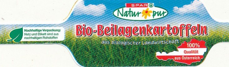 Spar natur pur bio-beilagenkartoffeln aus biologischer landwirtschaft 100% qualitat aus osterreich