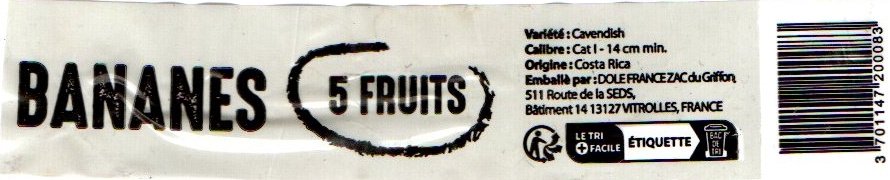 bananes 5 fruits variete cavendish origine costa rica emballé par dole france 3 701147200083