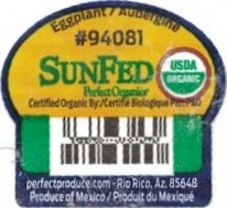 Sunfed perfect organics eggplant / aubergine #94081 produce of mexico produit du mexique