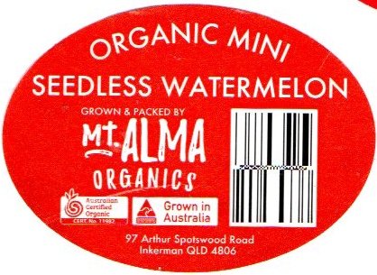 mt alma organics organic mini seedless watermelon grown in australia