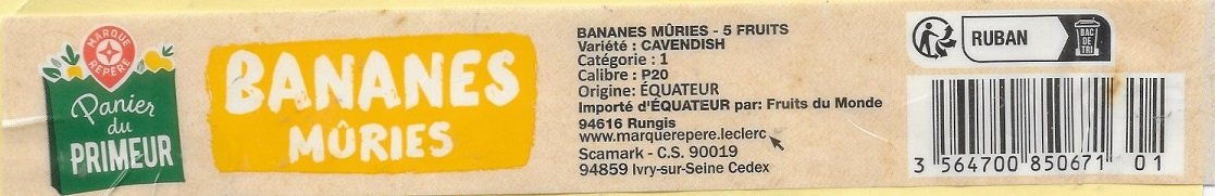 Panier du primeur Bananes muries 5 fruits origine equateur importe d equateur par fruits du monde ruban 356470085067101
