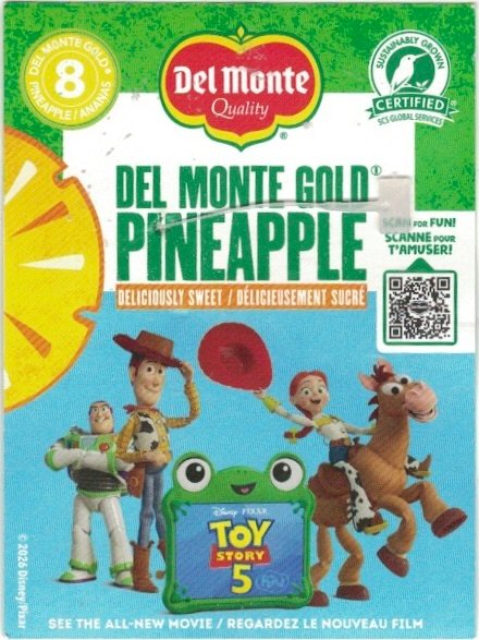 Del Monte quality 8 gold pineapple toy story 5 5350372118006