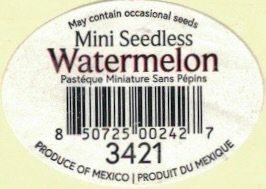 Mini seedless watermelon 850725002427 3421 produce of mexico produit du mexique