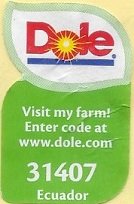 Dole visit my farm enter code at WWW.dole.com 31407 ecuador