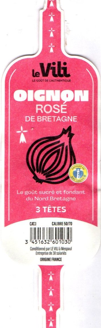 le vili  oignon rose de bretagne 3 tetes 3451632601030 origine france