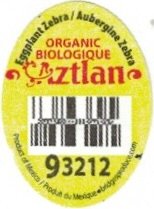 Aztlan eggplant zebra aubergine zebra organic biologique 93212 product of mexico produit du mexique