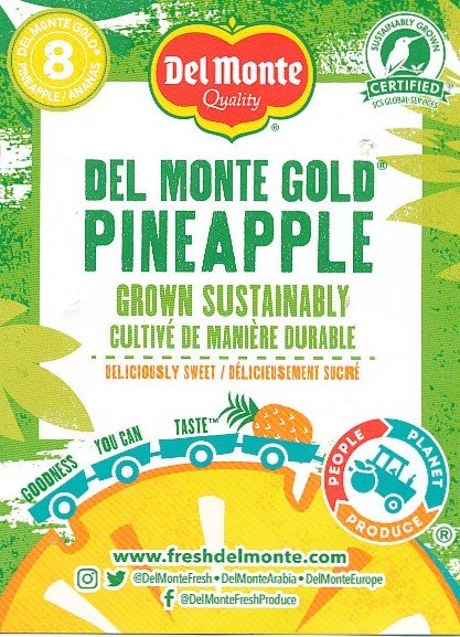 Del monte quality gold pineapple grown sustainably 8 product of costa rica 5050372118006