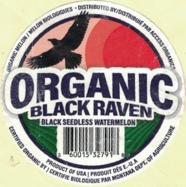 Black Raven organic black seedless watermelon 860015327918 product of usa produit des e.-u.a