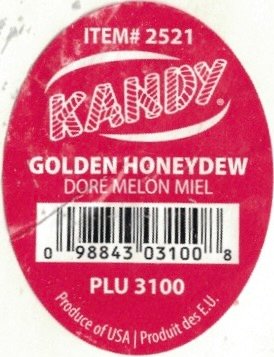 Kandy item #2521 golden honeydew dore melon miel 098843031008 plu 3100 produce of usa produit des e.u.