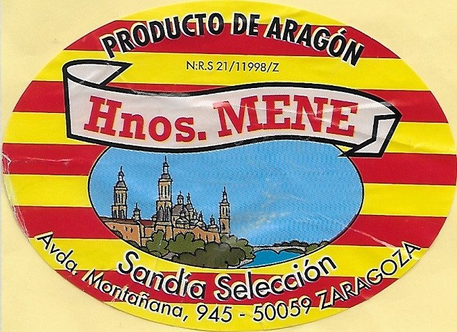 hnos. mene sandia selección producto de aragón n:r.s 21/11998/z  avda montañana, 945-50059 zaragoza