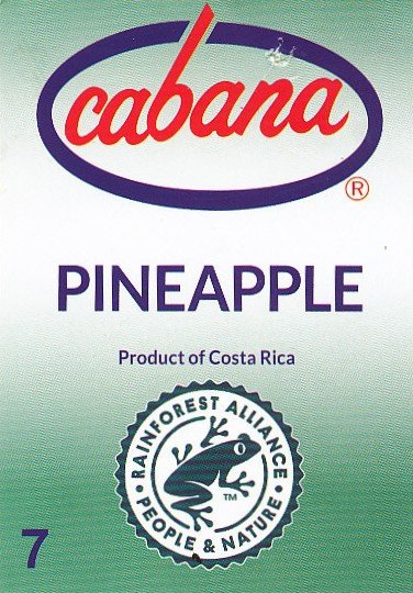 Cabana pineapple product of costa rica 7 rainforest alliance people & nature TM C7  4014071696402