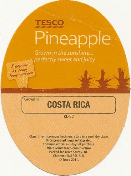 tesco  pineapple grown in Costa Rica KL-BC < 10051405>