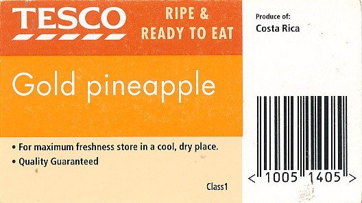 tesco gold pineapple ripe and ready to eat produce of Costa rica <10059807>