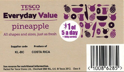 Tesco everyday value pineapple Costa Rica KL-BC <10086285>