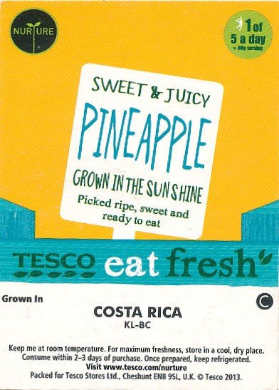 tesco eat fresh nurture sweet & juicy pineapple grown in the sunshine costa rica <10051986>KL-BC