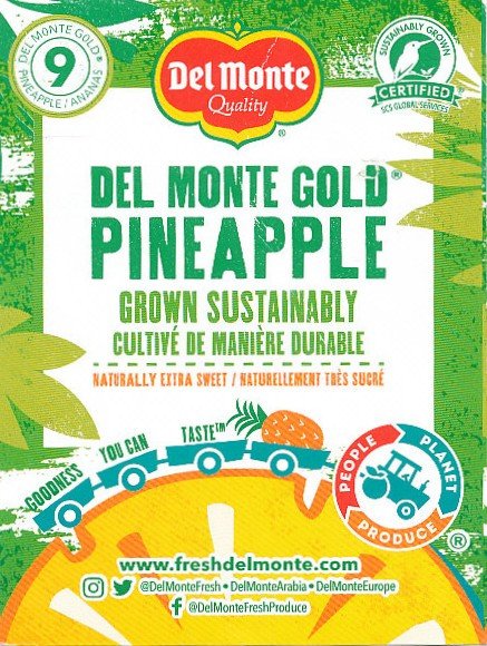Del monte quality gold pineapple grown sustainably 9 product of costa rica 5050372119003