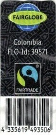 Fairglobe colombia flo-id 39571 fairtrade 4335619493506