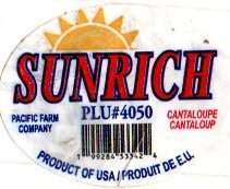 sunrich plu #4050 pacific farm company cantaloupe cantaloup 199284533424 product of usa/produit de EU