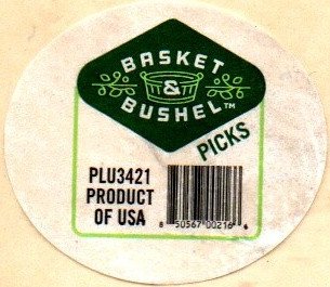 basket & bushel picks plu 3421 product of usa 850567002166