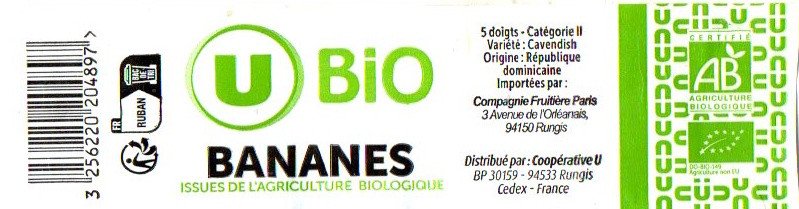 u bio bananes issues de l agriculture biologique compagnie fruitiere origine republique dominicaine 3256220204897