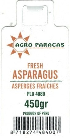 agro paracas fresh asparagus asperges fraiches plu 4080 450gr produce of peru 8718274484007