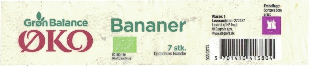 gron balance oko bananer oprindelse: ecuador 5701410413804