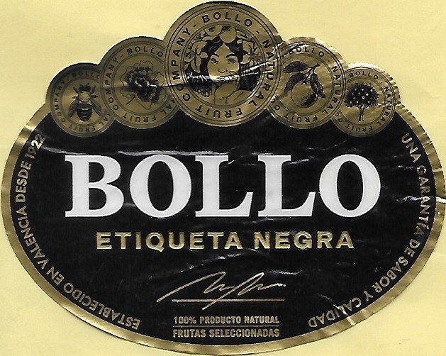 bollo etiqueta negra  100% producto natural frutas seleccionadas